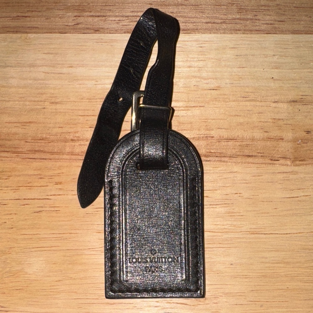 Louis Vuitton Dark brown Leather Luggage Tag purse charm